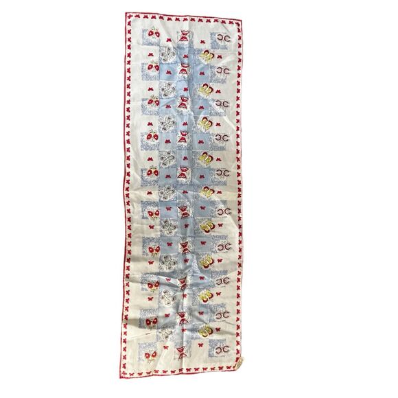 Vintage Top Hit Fashion 100% Silk Butterfly Scarf 34” Tie Japan Red Blue Yellow - Picture 6 of 7